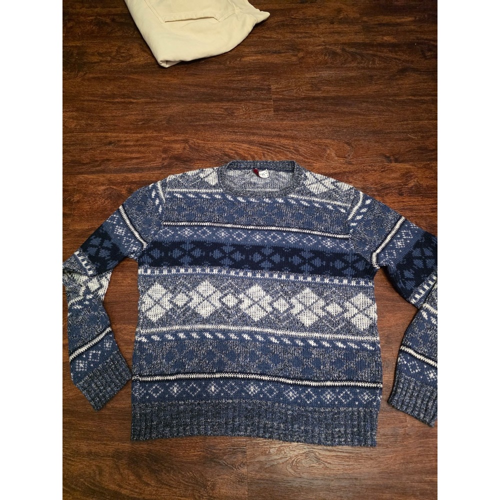 Vintage Jantzen Made in USA Blue Fair Isle Nordic Sweater Men's M 90s